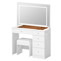 Levede Dressing Table LED Makeup Mirror Stool Set Vanity Desk 5 Storage Drawer