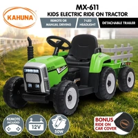 Kahuna MX-611 Kids Electric Ride On Tractor Trailer Car Green Grey