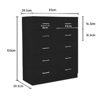 Sarantino Tallboy Dresser 6 Chest Of Drawers Cab 85 x 39.5 x 105 in Black