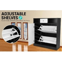 Sarantino Shoe Rack Cabinet Wooden Storage Organiser Shelf Cupboard Drawer