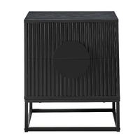 Sarantino Silvia Bedside Table with 2 Drawers and Black Handles