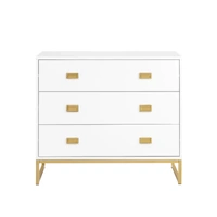 Sarantino Amara Chest of Drawers Tallboy Dresser in White/Gold