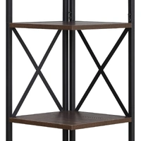 Sarantino Nora 5-Tier Corner Bookshelf - Walnut/Black
