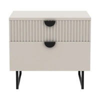 Sarantino Tessa Fluted 2-Drawer Bedside Table - Taupe