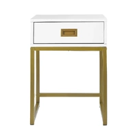 Sarantino Emilia Bedside Table Night Stand - White/Gold