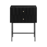 Sarantino Arden Fluted 2-Drawer Bedside Table Night Stand - Black