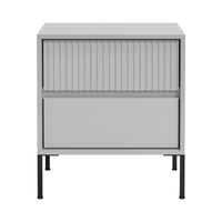 Sarantino Hans Fluted 2-Drawer Bedside Table - Grey