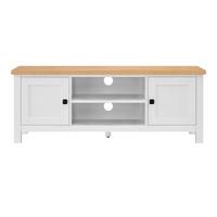 Sarantino Gio TV Stand Cabinet Cupboard in White and Natural Wood Finish
