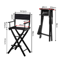 Sarantino Tall Wooden Directors Chair Kitchen Bar Stool in Black
