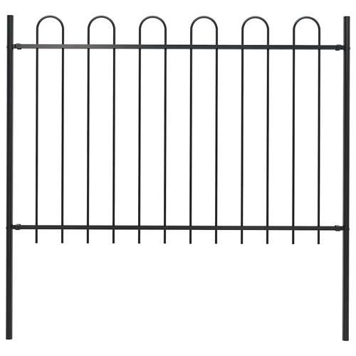 Garden Fence Boxtel with Hoop Top Steel 181x120 cm Black