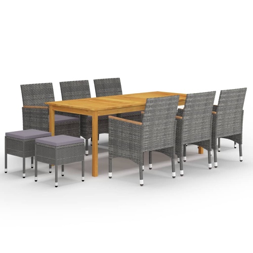 11 Piece Garden Dining Set Grey