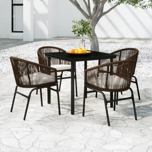 5 Piece Garden Dining Set Brown