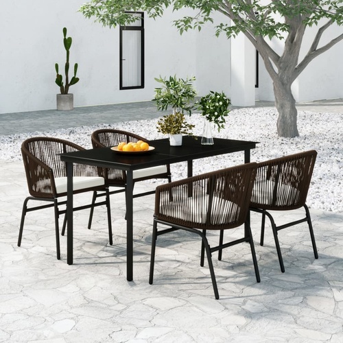 5 Piece Garden Dining Set Brown