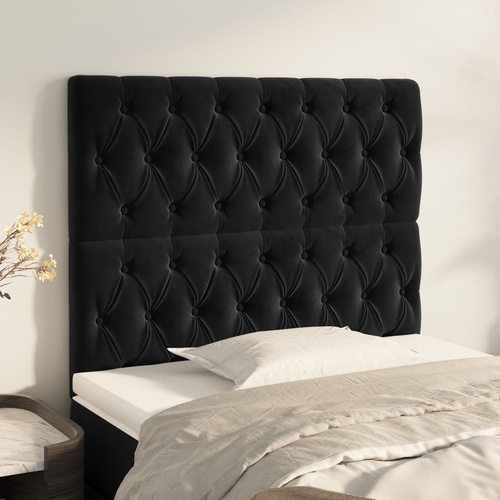 Headboard Black 100x7x118/128 cm Velvet
