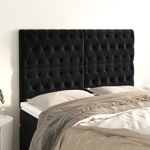 Headboard Black 144x7x118/128 cm Velvet