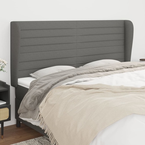 Headboard with Ears Dark Grey 203 cm Fabric