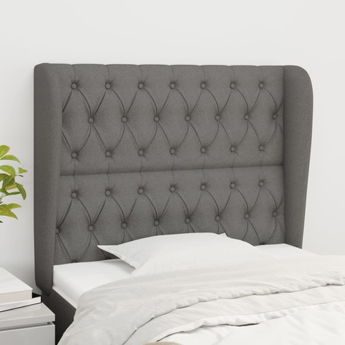 Headboard with Ears Dark Grey 103 cm Fabric