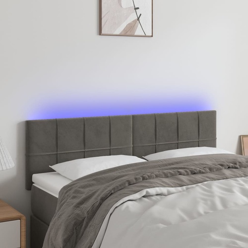 LED Headboard Dark Grey 144 cm Velvet