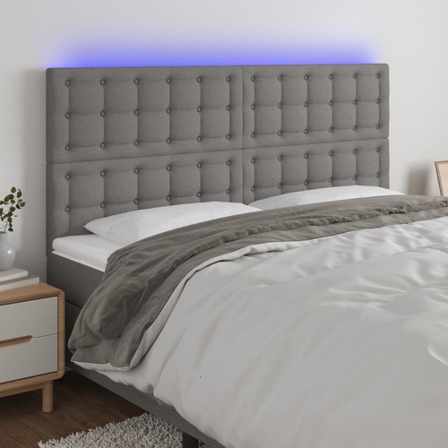 LED Headboard Dark Grey 200 cm Fabric