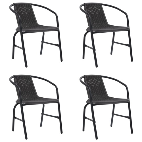 Garden Chairs 4 pcs Plastic Rattan and Steel 110 kg