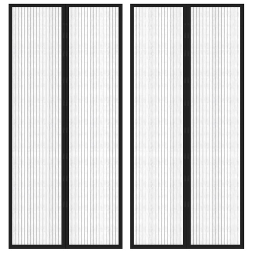 Insect Door Curtains 2 pcs with Magnet Blocks Black 210x90 cm