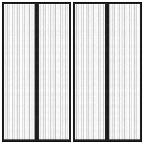 Insect Door Curtains 2 pcs with Magnet Blocks Black 220x100 cm