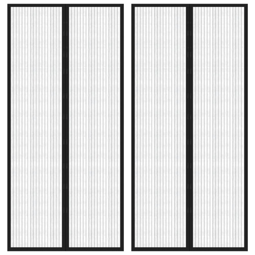 Insect Door Curtains 2 pcs with Magnet Blocks Black 220x110 cm