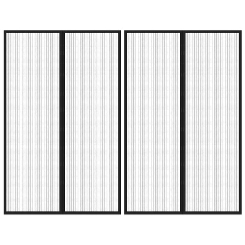 Insect Door Curtains 2 pcs with Magnet Blocks Black 220x130 cm