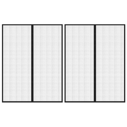 Insect Door Curtains 2 pcs with Magnet Blocks Black 230x160 cm