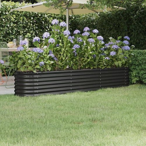 Garden Raised Bed Galvanised Steel 224x40x36 cm Anthracite