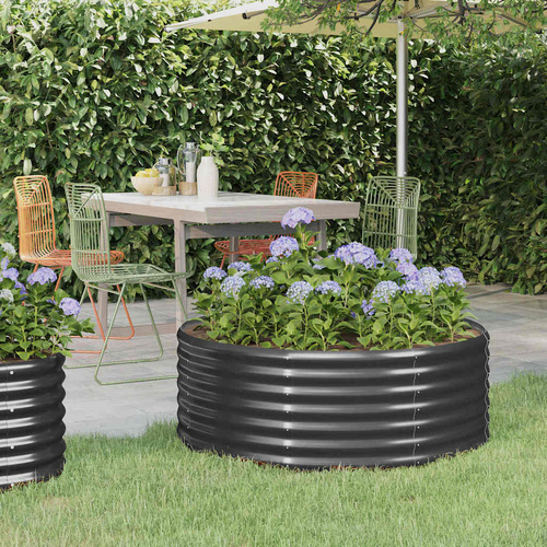 Garden Raised Bed Galvanised Steel 100x100x36 cm Anthracite