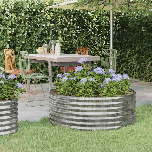 Garden Raised Bed Galvanised Steel 100x100x36 cm Silver