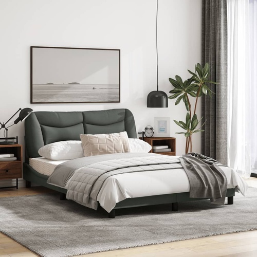 Bed Frame without Mattress "Hvar" Dark Grey 137x190 cm Double Fabric