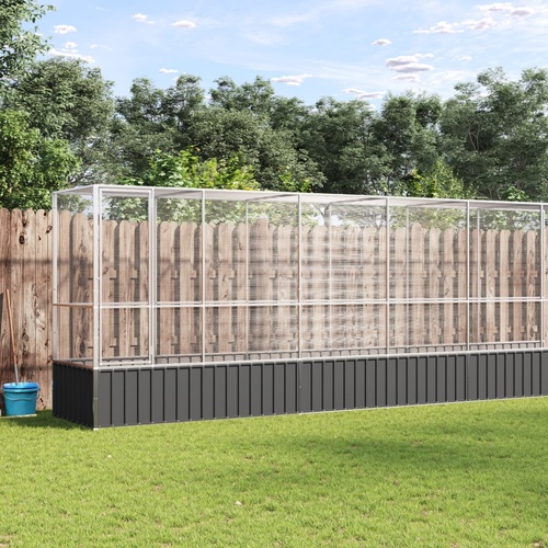 Aviary with Extension Silver 1042.5x107x212 cm Steel