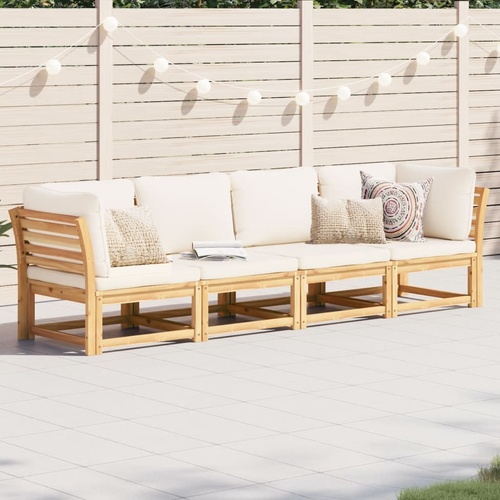 4 Piece Garden Lounge Set with Cushions Solid Wood Acacia