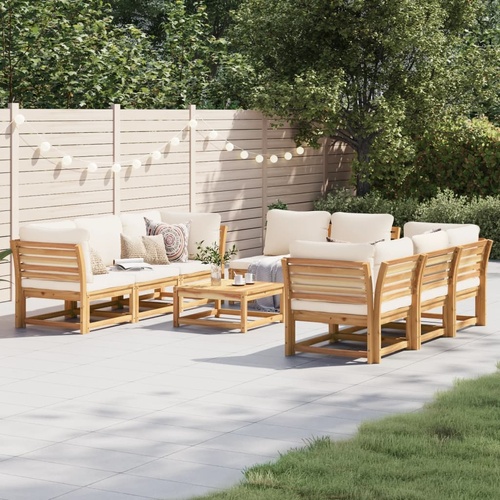9 Piece Garden Lounge Set with Cushions Solid Wood Acacia