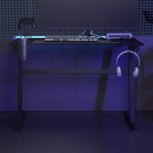 Gaming Desk LED with Z Shape Black 110x60x75 cm