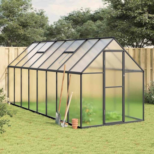 Greenhouse with Base Frame Anthracite 445x169x195 cm Aluminium