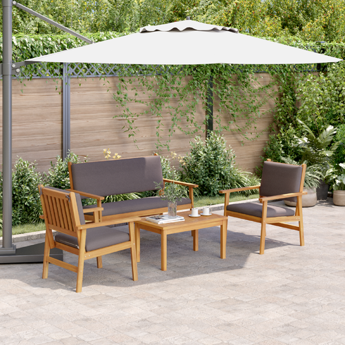 4 Piece Garden Sofa Set with Cushions Solid Wood Acacia