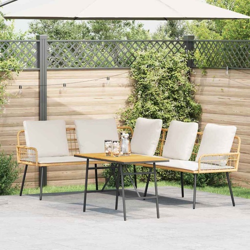 2 Piece Garden Sofa Set with Cushions Natural Poly Rattan