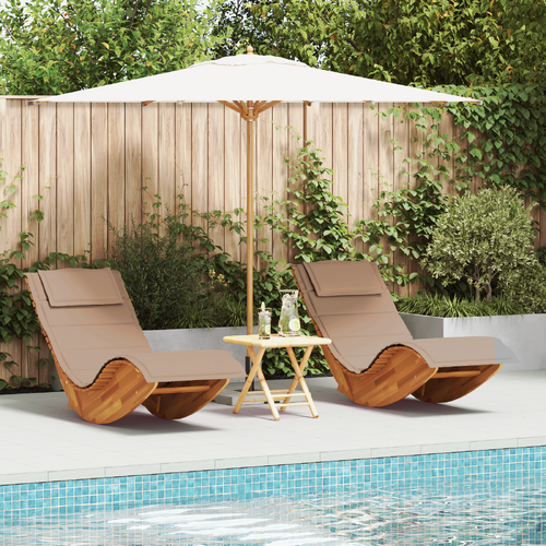 Rocking Sun Loungers with Cushions 2 pcs Solid Wood Acacia