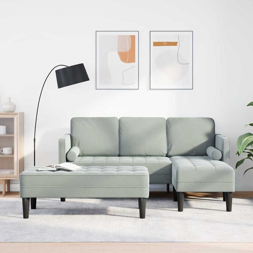 Sofa Set with Cushion 2 pcs Light Grey Polyester