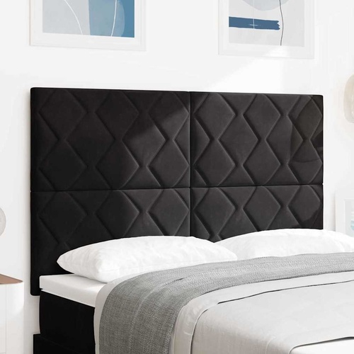 Black Diamond Blocks Design Headboard 140 cm - Velvet