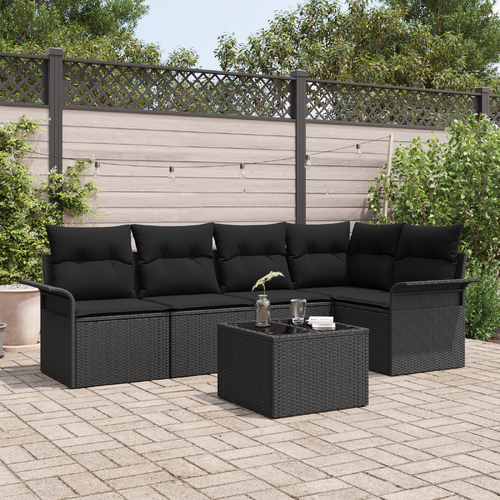 Garden Sofa Set with Cushion Manual 6 pcs Poly Rattan