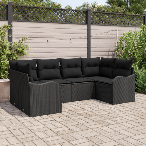 Garden Sofa Set with Cushion 6 pcs Black Poly rattan