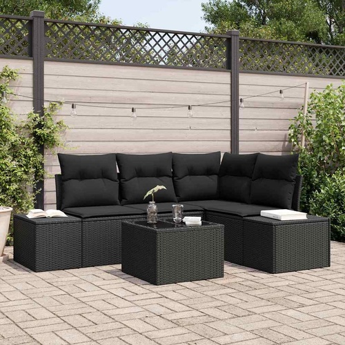 5 Piece Garden Sofa Set with Cushions Beige Poly Rattan