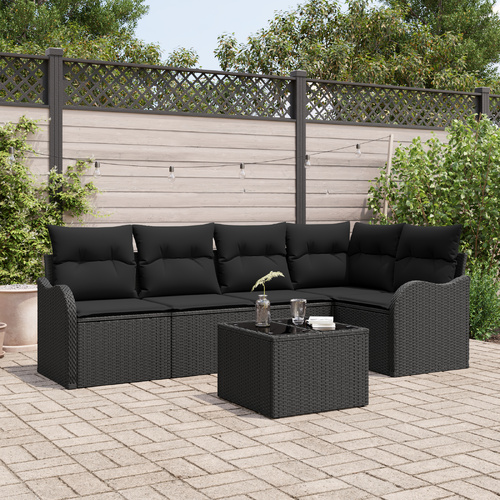 6-Piece Garden Sofa Set with Cushions Beige Poly Rattan