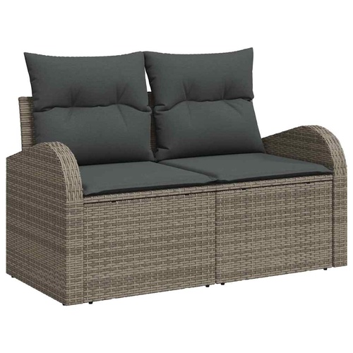 6 Piece Garden Sofa Set with Cushions Grey Poly Rattan