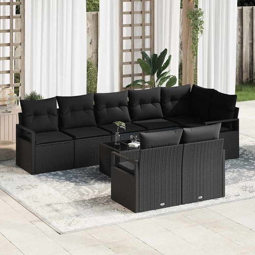 9 Piece Garden Sofa Set with Cushions Beige Poly Rattan