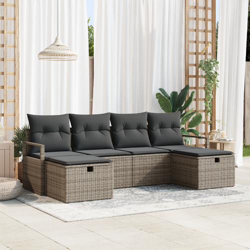Sofa Set with Cushion 5 pcs Poly Rattan
